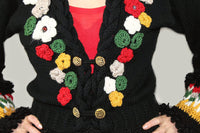 Designer HandKnitted Wool Cardigan with volume embroidery